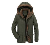ZDJSWJ Hommes long coton à capuche manteau hiver épaissi coupe - vent Down Parka cargo multi pocket Hooded Down Jacket (Vert Militaire,6XL)