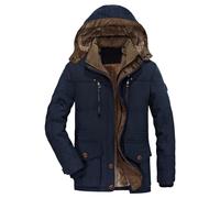 ZDJSWJ Hommes long coton à capuche manteau hiver épaissi coupe - vent Down Parka cargo multi pocket Hooded Down Jacket (Bleu,XL)