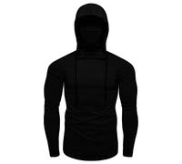 ZDJSWJ Hommes Masques à Capuche imprimé 3D Pull à Capuche Punk Mask Sweat Tactique Skinny col Haut (Noir,L)