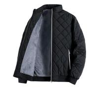 ZDJSWJ Hommes matelassé doublure Plaid veste col montant baseball costume hiver manteau léger épais Campus jacket (Noir,XL)