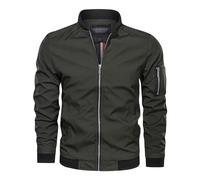 ZDJSWJ Hommes Slim softshell jacket Casual coupe-vent coupe-vent baseball jacket Light baseball suit full zip active jacket (Vert Militaire,M)