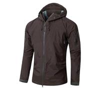 ZDJSWJ Hommes softshell imperméable veste à capuche randonnée coupe-vent veste à capuche légère tactique imperméable (Couleur Du Café,XXL)