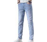 ZDJSWJ Hommes Straight Jeans Stretch Slim Fit Conic Jeans Casual Fourche cône Pantalons Legging Jeans (Bleu Clair,33)