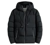 ZDJSWJ Parka à capuche en coton épaissi pour hommes grande et haute veste en duvet imperméable hiver coupe-vent à capuche (Noir,3XL)