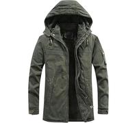 ZDJSWJ Parker épaissi à capuche pour homme Casual militaire chaud manteau à capuche Manteau de travail d'hiver sur grand (Vert Militaire,M)