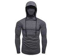 ZDJSWJ Sweat à Capuche 3D pour Homme Faux Sweat à Capuche Deux pièces imprimé Masque Punk Streetwear Tactique Sweatshirt (Gris,M)