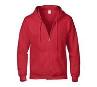 ZDJSWJ Sweat - Shirt Ample entièrement zippé pour Homme Sweat à Capuche lâche en Laine Midweight Thermal Lined Couleur Unie Hoodie (Rouge,XS)