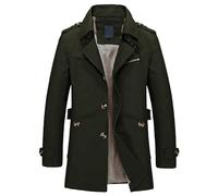 ZDJSWJ Veste à col rabattu pour homme Manteau coupe -vent entaillé à une couche Veste coupe-vent légère et Slim (Vert Militaire,L)