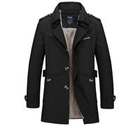 ZDJSWJ Veste à col rabattu pour homme Manteau coupe -vent entaillé à une couche Veste coupe-vent légère et Slim (Noir,L)