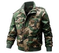 ZDJSWJ Veste coupe-vent décontractée pour homme Veste Multi-poches cargo militaire Blouse de bombardier à col montant (Camouflage,L)