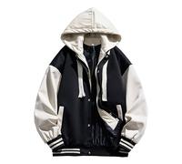 ZDJSWJ Veste de casquette de baseball de couleur de choc pour homme Loisirs Sport Campus veste légère Manteau de casquette de baseball Slim (Noir,L)