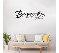 Zdklfm69 Autocollants muraux Stickers Muraux Citation espagnole Bienvenue dans Notre Maison Panneau de Bienvenue Stickers décoratifs Vinyle d'art à la Maison 36x103cm