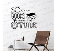Zdklfm69 Autocollants muraux Stickers Muraux Magasin de Livres décoration Tant de Livres si Peu de Temps Citation école bibliothèque Livres Lecture Affiche Murale 76x65cm