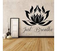 Zdklfm69 Autocollants muraux Stickers Muraux Mandala Fleur Citations Juste Respirer Fleur de Lotus Vinyle Bouddha méditation Yoga Studio décor à la Maison 76x67cm