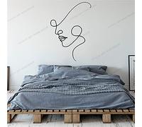 Zdklfm69 Autocollants muraux Stickers Muraux Visage Ligne Dessiner Art pour La Décoration Intérieure Salon Mode Saint Valentin Peintures Murales Amovibles 57x39cm