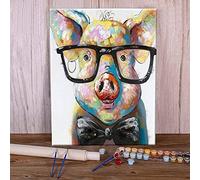 Zdklfm69 Peindre par Nombre Peinture par numéro Animal Cochon DIY Kit Complet Peintures Acryliques Image par Numéros Photo Décor À La Maison Artisanat (Pas de Cadre) 40x50cm