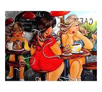 Zdklfm69 Peindre par Nombre Peinture par numéro Dessin animé Grosse Dame Femmes Vie Bricolage Peint à la Main sur Toile coloriage par numéros Maison Mur Art décor Cadeau 40x50cm