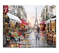 Zdklfm69 Peindre par Nombre Peinture par numéro DIY Acrylique Kits Paris Rue Paysage Peinture sur Nombre Adultes Photos Décoration de La Maison Cadeau 40x50cm