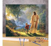 Zdklfm69 Peindre par Nombre Peinture par numéro Jésus peintures à l'huile Toile Photos Loft Mur Photo Enfants Mur Art Dessin (Pas de Cadre) 40x50cm