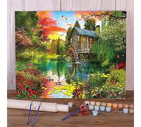 Zdklfm69 Peindre par Nombre Peinture par numéro Kit de Bricolage de Maison de Paysage Acrylique Fait à la Main pour l'art de Travail Manuel d'enfants (Pas de Cadre) 40x50cm