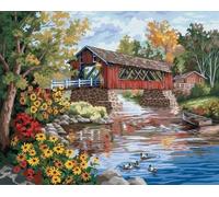 Zdklfm69 Peindre par Nombre Peinture par numéro Maison Photos par numéro Fleur Maison Peint à la Main décoration de la Maison Peinture à l'huile Paysage Dessin 40x50cm