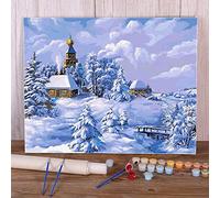 Zdklfm69 Peindre par Nombre Peinture par numéro Paysage Hiver Neige Paysage Coloriage par Numéros Peinture Peintures À l'huile Image par Numéros (Pas de Cadre) 40x50cm