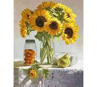 Zdklfm69 Peindre par Nombre Peinture par numéro Tournesol Fleur décor à la Maison Cadeau Acrylique Peinture à l'huile Photo Peinture sur Toile décoration Murale 40x50cm