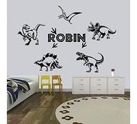 Zdklfm69 Stickers Muraux Autocollant Mural Dinosaures nom personnalisé nom Autocollant personnalisé garçon Chambre décor Dinosaure pépinière décor Vinyle Autocollant 77x115cm