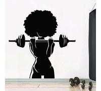 Zdklfm69 Stickers Muraux Autocollant Mural Gym Studio Afro Girl Power Fitness Workout Motivation Vinyle Décor Intérieur Stickers Mur Affiche 77x78cm