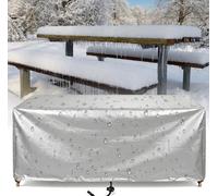 ZDLLDZ Housse Salon de Jardin Bache pour Table Exterieur 370x220x30 cm Housse de Table d'extérieur en Tissu Oxford Imperméable pour Jardin, Terrasse, Meubles en Rotin, Patio, Argent