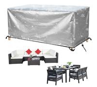 ZDLLDZ Housse Salon de Jardin Exterieur Imperméable 275x40x90 cm 1881D Oxford Tissu Rectangulaire Housse Table et Chaise de Jardin Coupe-Vent Bâche Étanche Protection de Extérieur, Argent