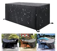 ZDLLDZ Housse Salon de Jardin Imperméable, Bache Table Jardin, Housses de Meubles de Jardin, Bache Protection Table Exterieur 600D Oxford Tissu Anti-UV Au Froid Coupe Vent avec Corde 200x190x85cm