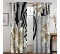 ZDLLDZ Rideaux à Fleurs pour Salon, Chambre à Coucher, Cuisine, Rideau de Luxe Vortex Noir et Blanc pour fenêtres, 160x240cm/63x94in (LxH) x2