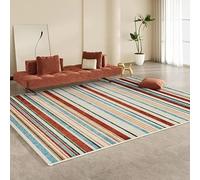 ZDLLDZ Tapis de Chevet Moderne à Rayures géométriques colorées, antidérapant, en Polyester, pour Salon et Chambre (120 x 150 cm/Lavable)