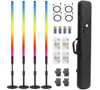 ZDMDRGB Lot de 4 tubes lumineux LED RVB de 1,2 m avec étui de transport, batterie de 5000 mAh, plus de 500 effets d'éclairage, synchronisation de la musique, pour DJ, fête, mariage, danse, studio