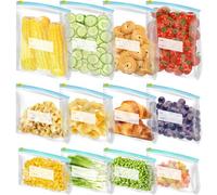 ZDNT 30 Pièces Sac Congelation Reutilisable,Sacs de Congélation sans BPA,Sac Conservation Zip,Sac Réutilisable Silicone pour Nourriture,pour Conservation Légumes Fruits Viande Poissons et Pain