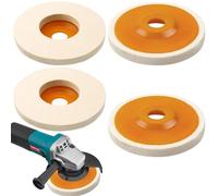 ZDNT 4 Pcs Disque de Polissage Polissage Meuleuse D'angle Bore Feutre de Laine Roue de Polissage 125mm Disque de Polissage Meuleuse pour Polissage Verre,Céramique,Plastique,Métal,Marbr
