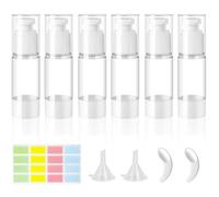 ZDNT 6 Pièces 30ML Airless Flacon Pompe Vide,Petit Flacons À Pompe sans Air,Rechargeables Distributeurs de Crème Airless avec Petite Spatule,Entonnoir,Autocollants pour Cosmétiques Crèmes Lotions