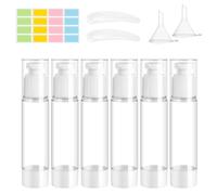 ZDNT 6 Pièces 50ML Airless Flacon Pompe Vide,Petit Flacons À Pompe sans Air,Rechargeables Distributeurs de Crème Airless avec Petite Spatule,Entonnoir,Autocollants pour Cosmétiques Crèmes Lotions