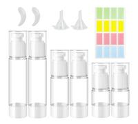 ZDNT 6 Pièces Airless Flacon Pompe Vide,Petit Flacons À Pompe sans Air,Rechargeables Distributeurs de Crème Airless avec Petite Spatule, Entonnoir, Autocollants pour Cosmétiques Crèmes Lotions