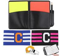 ZDNT Cartes d'Arbitre de Football Carton Arbitre avec Cartes Rouges et Jaunes Arbitre Set avec Brassard de Capitaine avec Sifflet Arbitre avec Poche et Livre de Points pour Match de Football