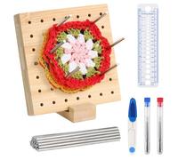ZDNT Planche de Blocage Crochet 10cm Planche de Bricolage Crochet avec Tiges Planche Granny Squares en Bois Planche Blocage Tricot Planche Carré pour Granny Squares, projets de Tricot et de Crochet