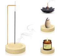 ZDNT Porte-encens en Bois,Porte Encens 2 en 1,Brûleur d'encens Inversé avec Bobine à cône,Porte-Encens Multifonction,Porte-Encens de Lotus en Laiton pour décor de Bureau à Domicile, Yoga,méditation