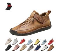 ZDOUXUAN Chaussures Orthopédiques Confortables en Cuir Faites À La Main pour Femmes, Baskets De Loisirs Confortables, Chaussures De Sport Légères(Brown,46 EU)