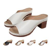 ZDOUXUAN Femmes Bout Ouvert Talon Mule Sandales Décontracté Plate-Forme Bloc Talons Slip-On Sabots Sandale D'été Habillée Pour Vocation Usage Quotidien(White,40 EU)