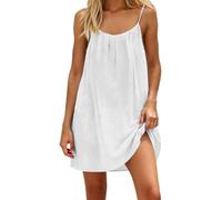 ZDOUXUAN Robe Camisole Dos Nu pour Femmes, Courte, sans Manches, Décontractée, Dos Nu, Robe De Plage(White,2XL)