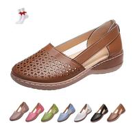 ZDOUXUAN Sandales D'été Orthopédiques Ajourées Pour Femmes, Mocassins Compensés À Bout Fermé, Chaussures De Marche De Plage Légères À Plateforme(Brown,42 EU)