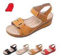 ZDOUXUAN Sandales Orthopédiques Femme Fasciite Plantaire - Compensées Confortables Bout Ouvert, Bride Cheville - Chaussures Marche Été, Coupe Large, Soutien Voûte Plantaire(Brown,39 EU)
