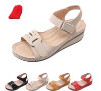 ZDOUXUAN Sandales Orthopédiques Femme Fasciite Plantaire - Compensées Confortables Bout Ouvert, Bride Cheville - Chaussures Marche Été, Coupe Large, Soutien Voûte Plantaire(Apricot,39 EU)