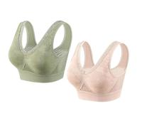 ZDOUXUAN Soutien-Gorge Gainant et releveur en Coton sans Boutons, Confortable, sans Armatures, for Femmes Plus âgées(2PC-b,M)